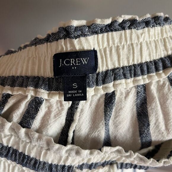 J.Crew Linen Blend Striped Drawstring Waist Wide Leg Cropped Pant | SZ S - Picture 8 of 14